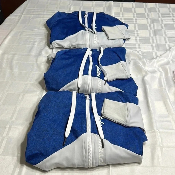 Y2K,vtg, NEW!!hoodie with zipper, women XS,Colorblock,blue,grey,gym,members,80’s - Picture 11 of 15